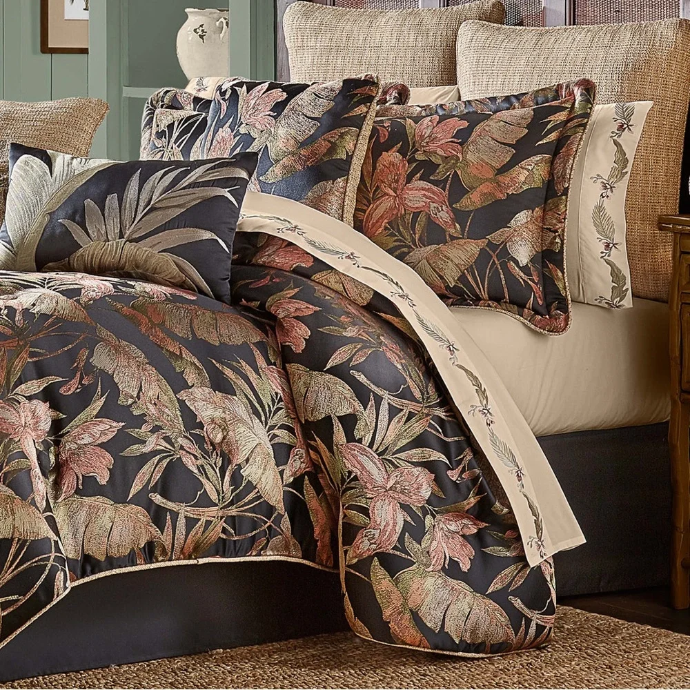 Luxury Black 4-PieceCALIFORNIA KING Comforter Set By J Queen